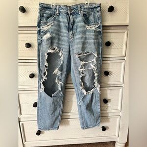American Eagle Outfitters Ripped Blue Mom Jeans- 12 short